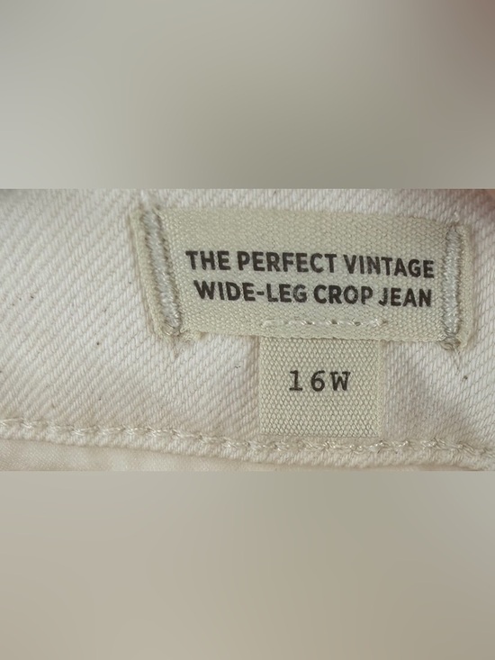 Madewell the perfect vintage wide leg crop cream raw hem jean women’s 16W preppy - Picture 3 of 6